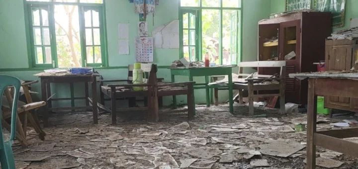 An airstrike in central Myanmar kills up to 22 people at a bombed school, reports say